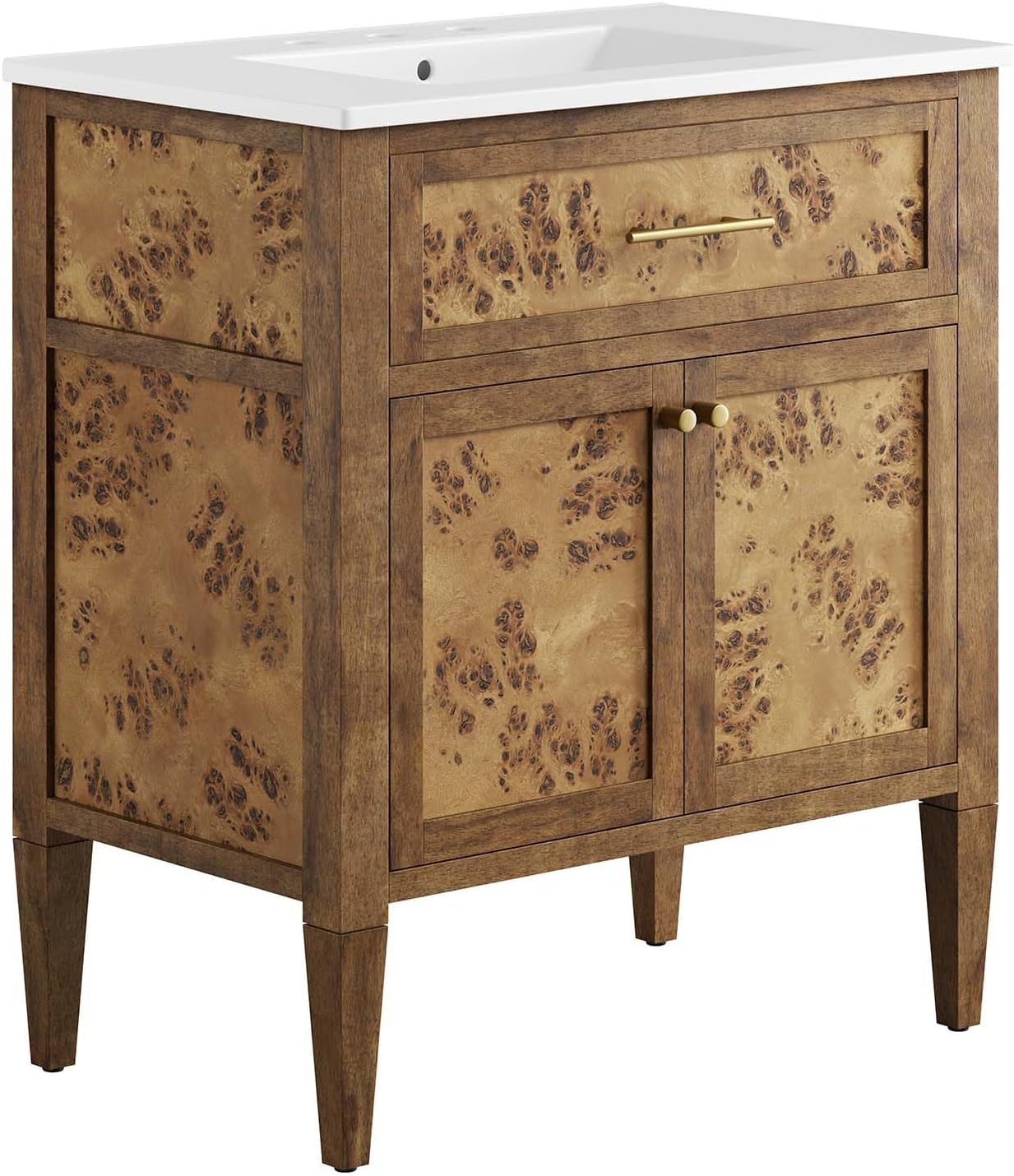 Amazon.com: Modway Elysian 30" Burl Wood Bathroom Vanity in White Brown ...