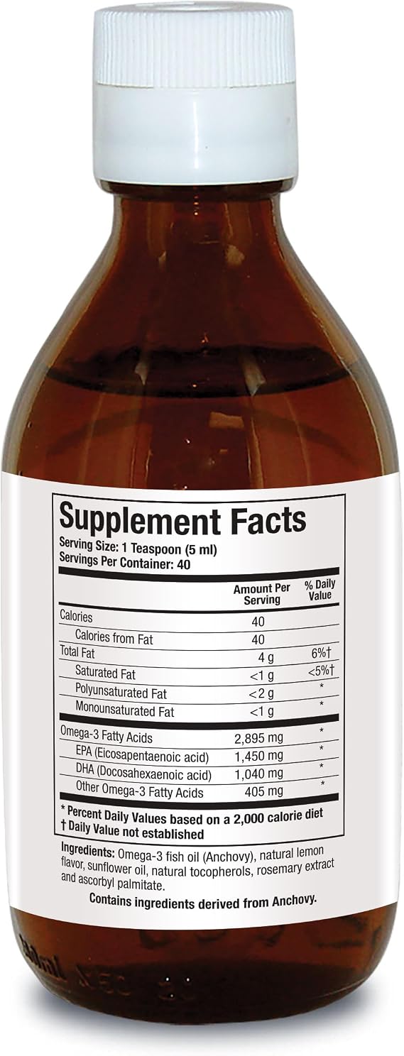 Biotics Research Biomega 3 LiquidTM Highly Concentrated Omega 3 Fish Oil Liquid, Sustainably Sourced, Traceable, Pure 2490 mg of EPA DHA Omega 3 Fatty Acids per TSP 1040 mg DHA 7 Fl Ounces 200ml 40 SVG