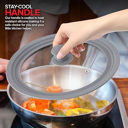 Miniatura 6 de Modern Innovations Tapas universales juego de 2 para utensilios de cocina de 7 a 12 pulgadas tapa de silicona de repuesto cubiertas superiores de