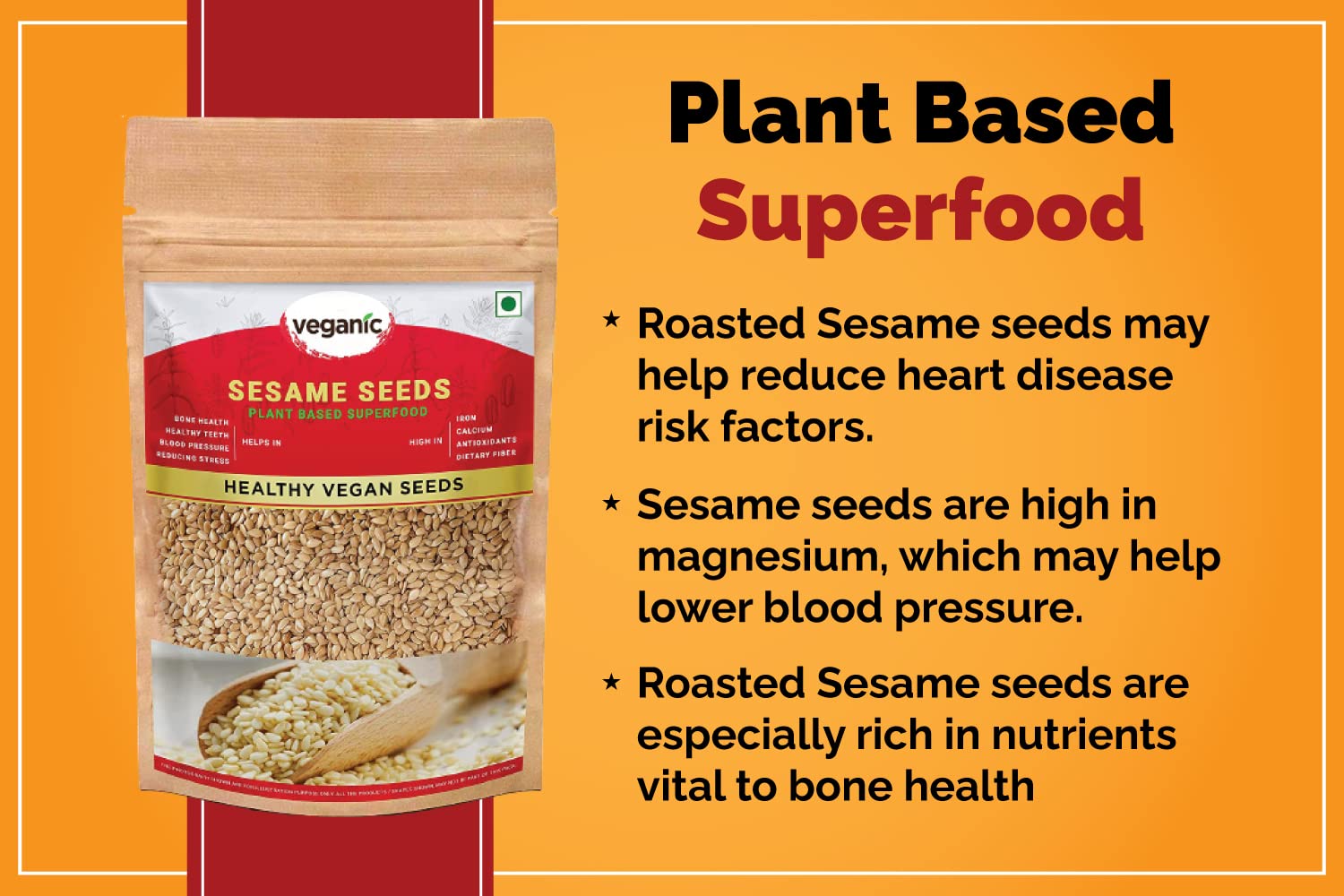 Veganic Roasted Sesame Seeds | White Sesame Seeds | Roasted White Til For Eating - 400gm - Image 7 thumbnail