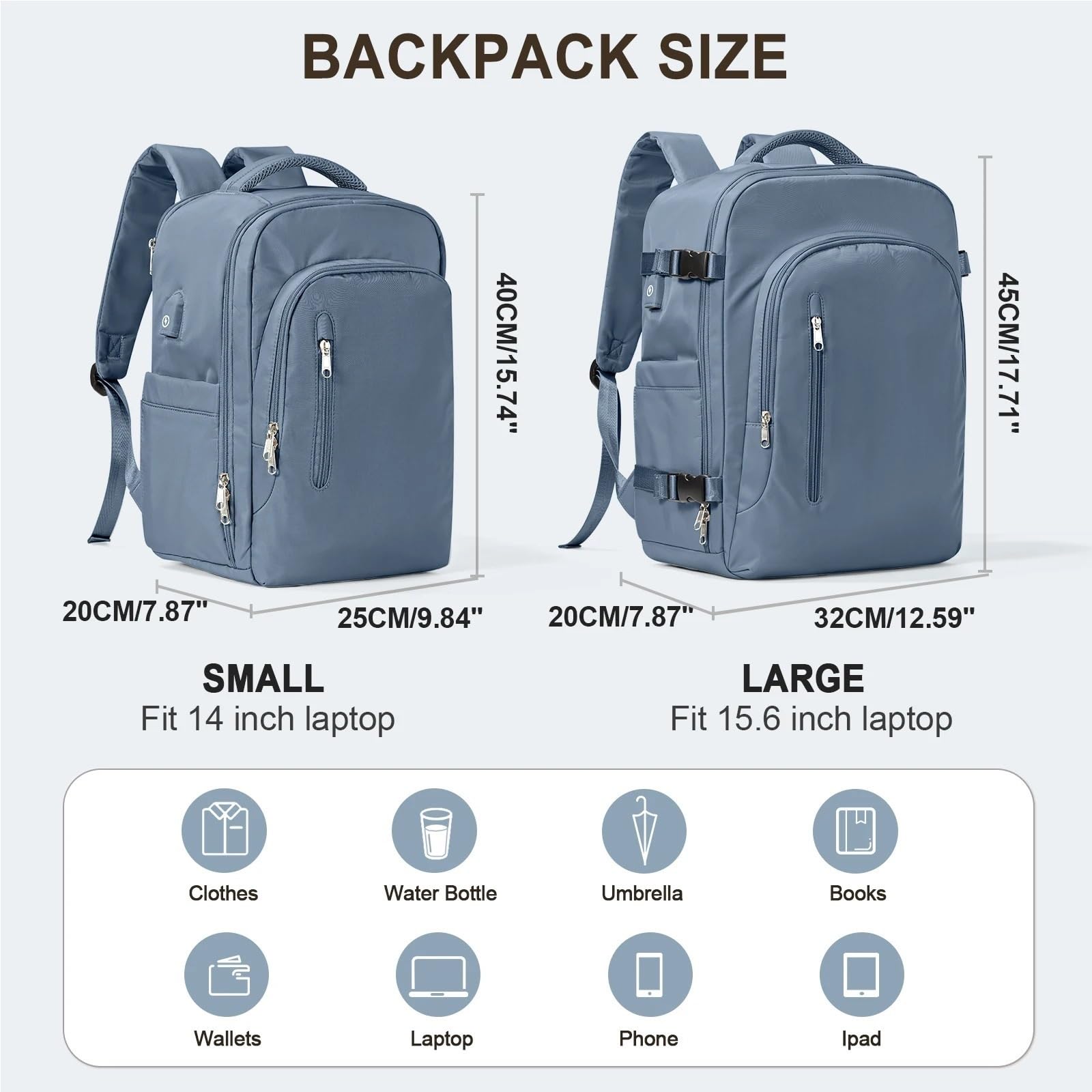 Kabinentasche, Laptoptasche, Reiserucksack für Damen, großes Fassungsvermögen, 45 x 36 x 20 cm, Rucksack für Herren, Kabinenrucksack