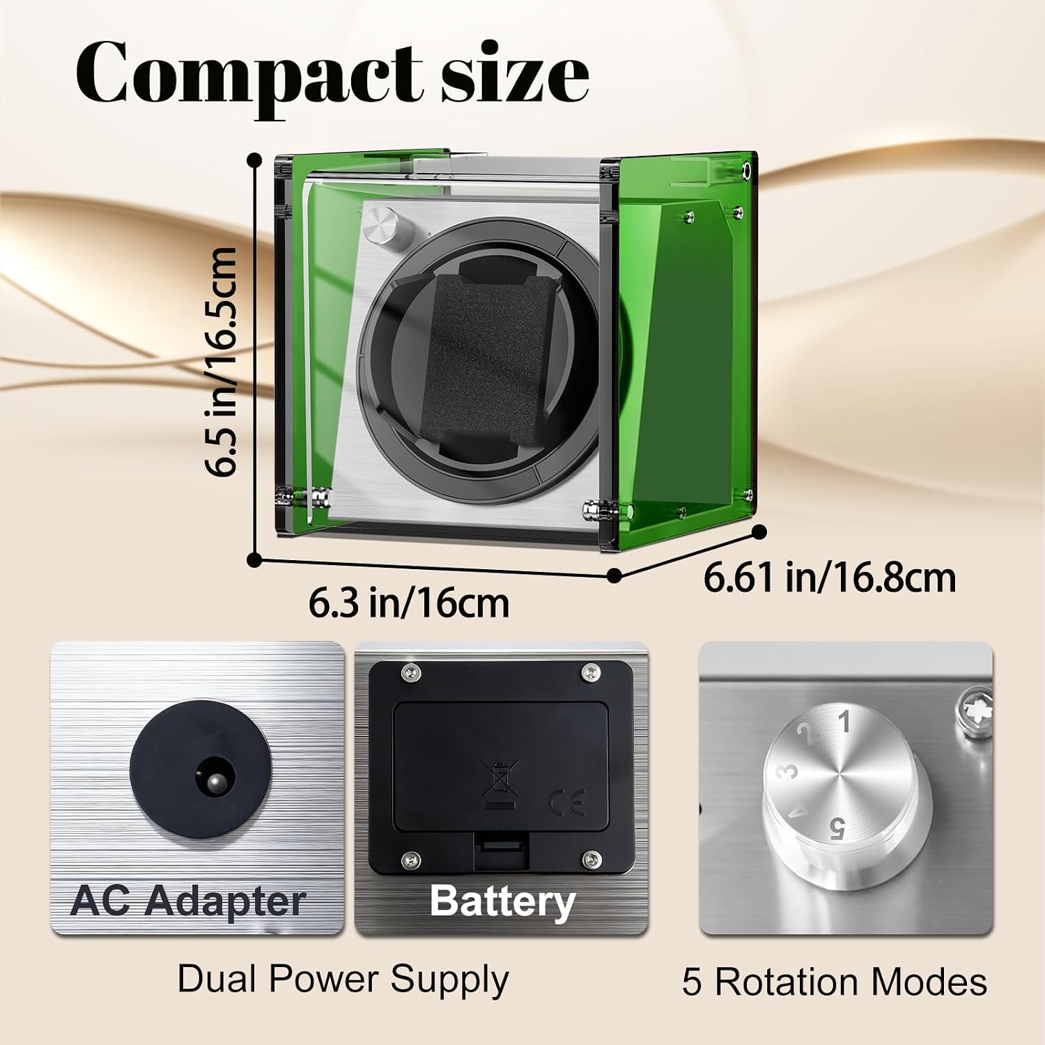 Watch Winder Smith Acrylic Single Automatic Watch Winder – 12 O’Clock Upright Display, Ultra Quiet Performance for Large & Small Watches