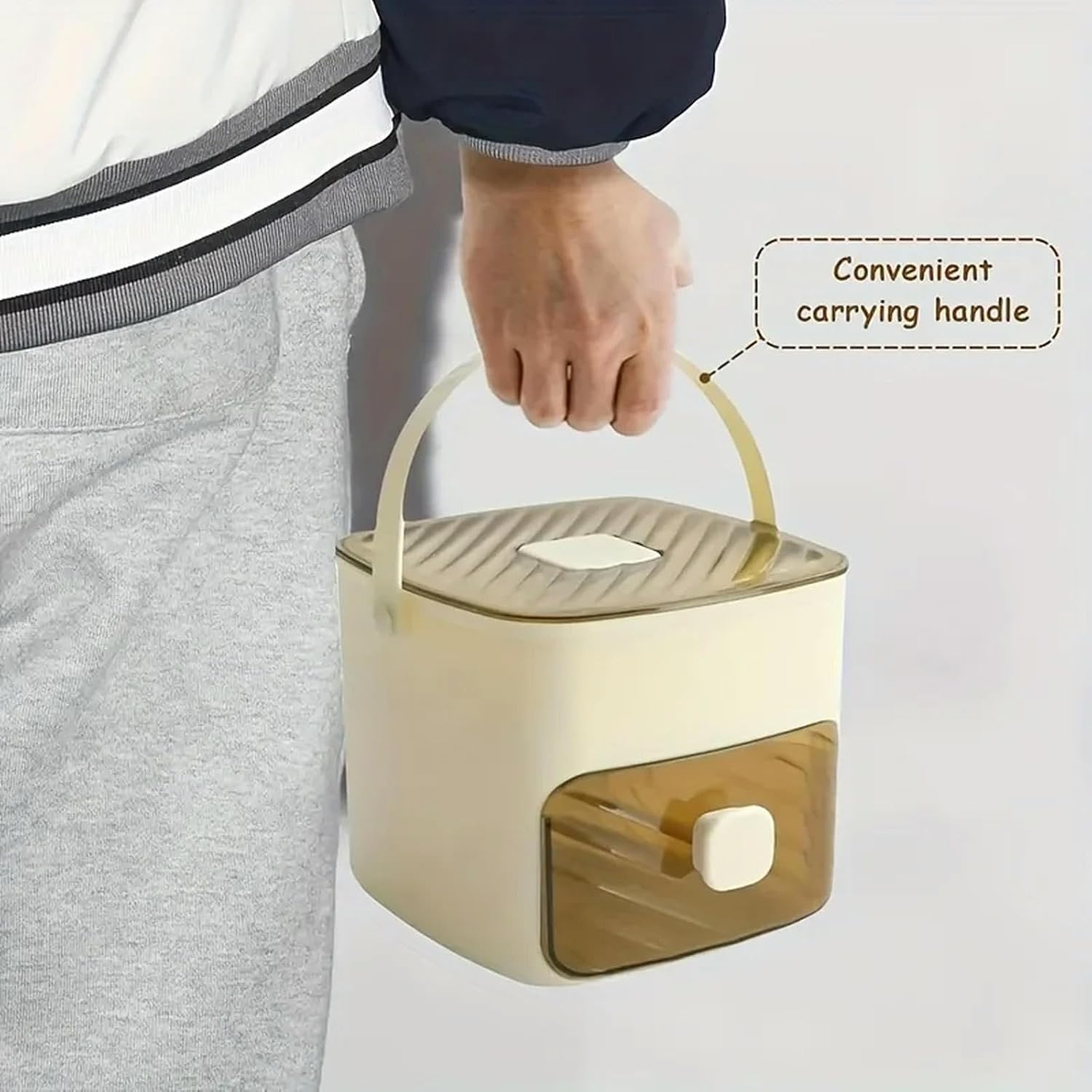 48 Grid Handheld Press Type Ice Cube Mold Double-Layer Design Essential Kitchen Tool Refrigerators-White