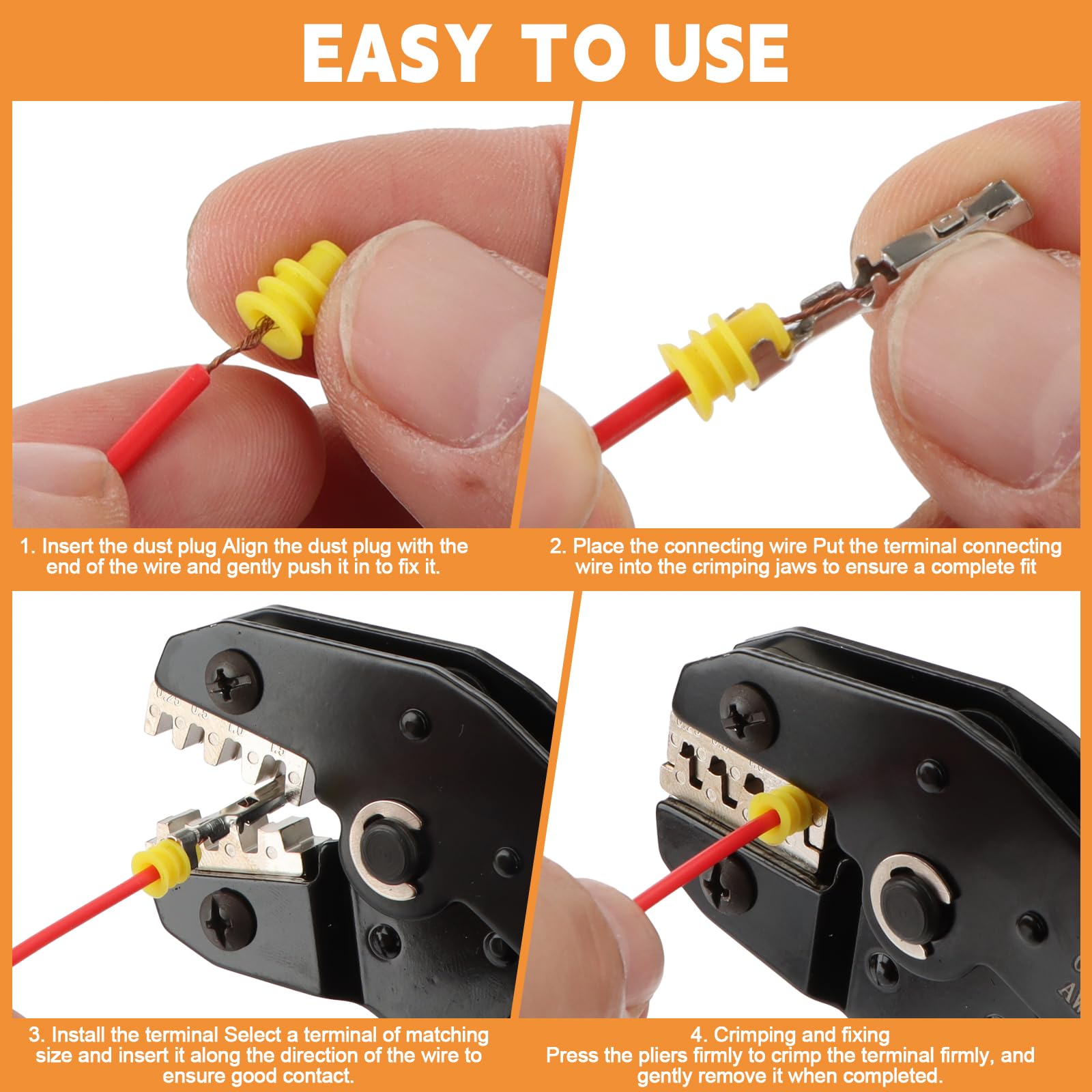 Kit de connecteurs électriques auto 815 pièces avec pince à sertir SN-58B, cosses 1,0–3,5 mm, bouchons d’étanchéité et extracteurs de broches pour voiture, moto, bateau