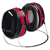 3m 247-H10B Ear Peltor Optime 105 Behind-the-head Earmuffs, 29nrr, Red/black