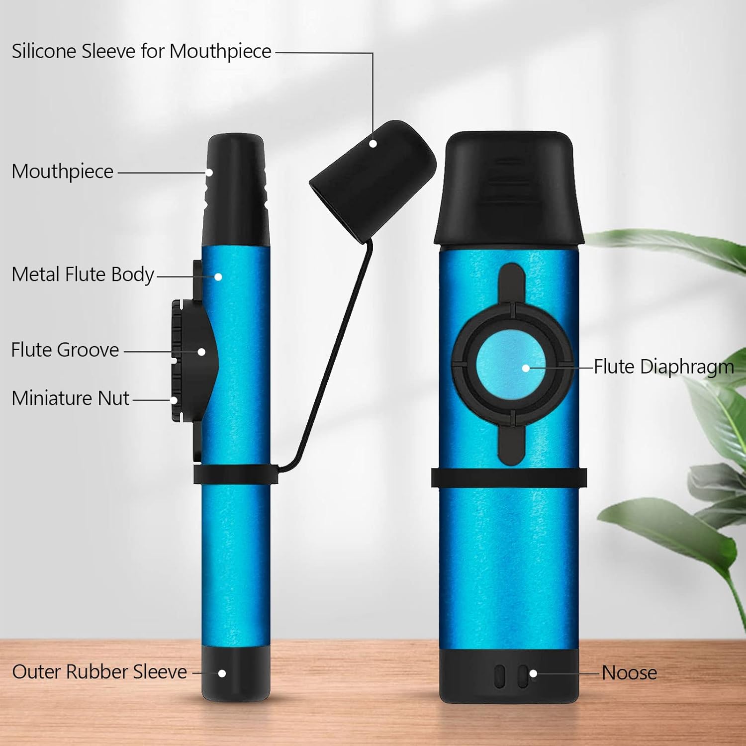 Electric Kazoos for Adults,Metal Kazoo with 5 Flute Diaphragms,Kazoos with Adjustable Tone for Guitar, Ukulele, Violin, Piano, Keyboard,Mini Kazoos Musical Instruments Bulk (Electric Blue)
