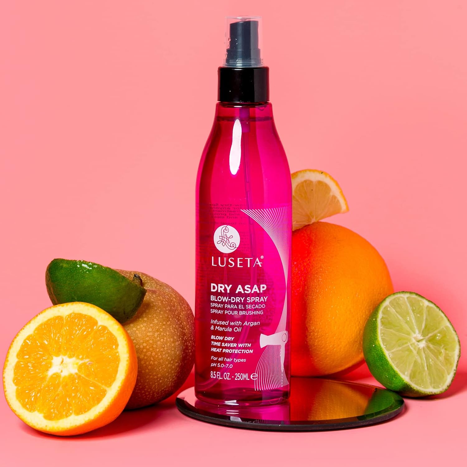 Luseta ASAP Blow-Dry Spray with Argan & Marula Oil - Heat Protectant for All Hair Types, Sulfate & Paraben Free, 8.5oz