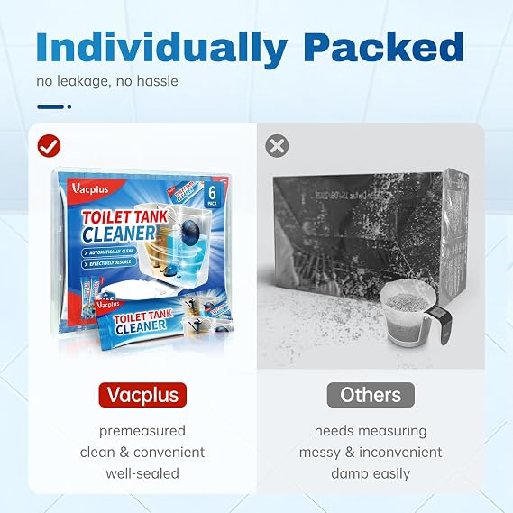 Vacplus Toilet Tank Cleaner Tablets, Automatic Descaler, Mold Rust Remover