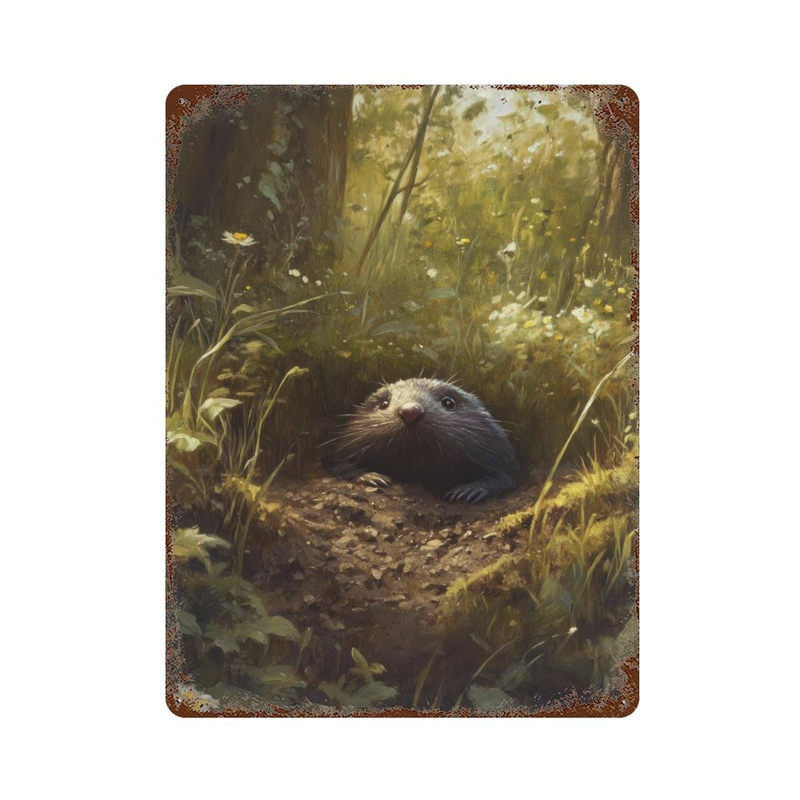 xiaoxiaoshen Mole Cottagecore Decor Whimsical Woodland Vintage Nature Wall Decor Art Metal Tin Poster Modern Home Decor Art Home Bar Shop Decorations Vintage Sign 40x30cm