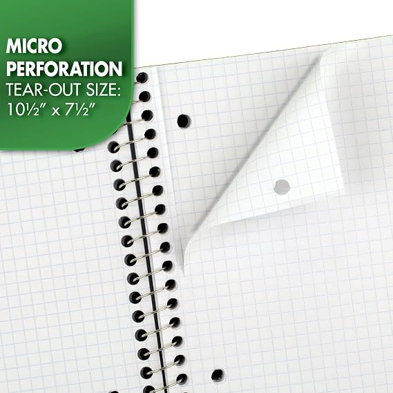 Mead Spiral Notebook, 1 Subject, Graph Ruled Paper, 7-1/2 x 10-1/2, 100 Sheets, Black (05676AA5)