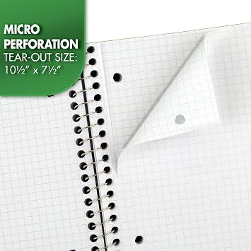 Mead Spiral Notebook, 1 Subject, Graph Ruled Paper, 7-1/2 x 10-1/2, 100 Sheets, Black (05676AA5)