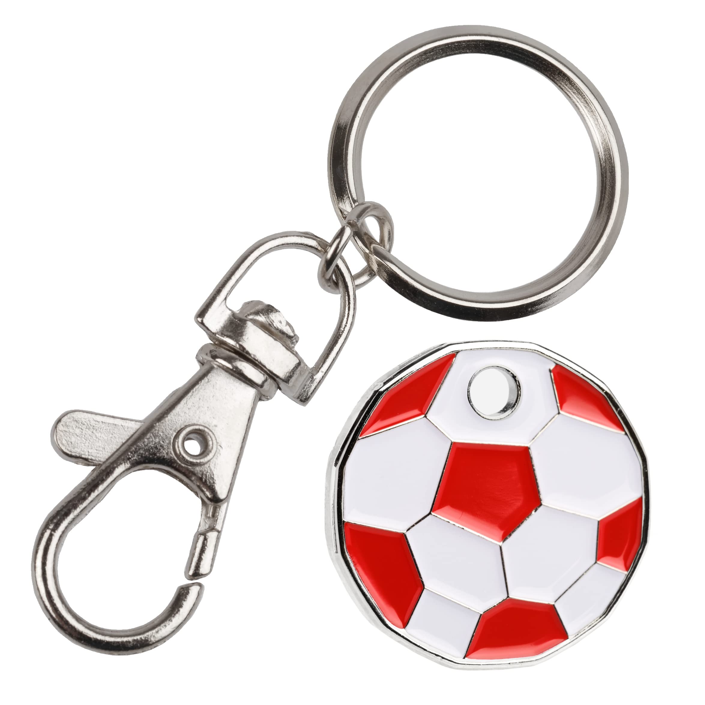 Harts 1 unit New Shape £1 coin Trolley Tokens Keyrings Supermarket Locker (Red Football)