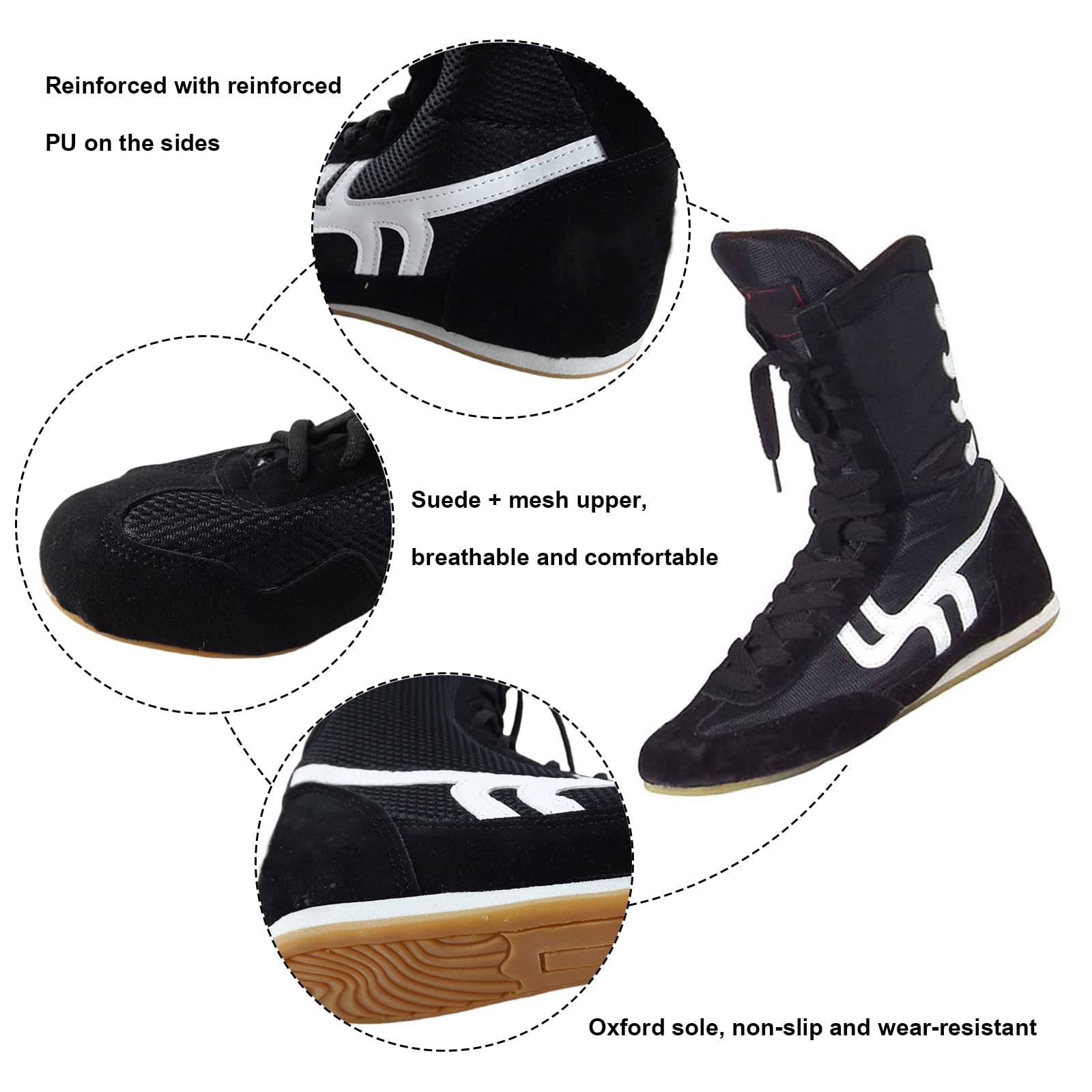 LZQpearl Buty bokserskie, buty bokserskie, dla mężczyzn i kobiet, dzieci i dorosłych, buty piłkarskie, unisex, Junior Boxer Trainer buty walki, buty do treningu, walki MMA, Muay