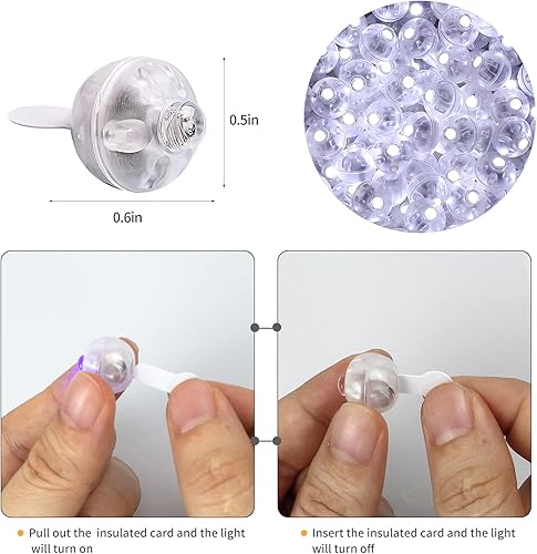 Miniatura 3 de Aogist - 100 luces de globo, miniluz impermeable con largo tiempo de espera, funciona con pilas, lámpara de bola led redonda para farol de papel,