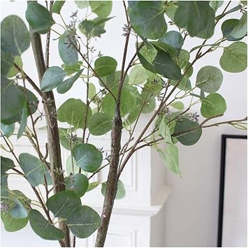Artificial Tree Eucalyptus Artificial Tree in Plastic Pot Plant Fake Tree for Indoor Outdoor Potted Fake for Home Garden Decoration Faux Plants(90cm)