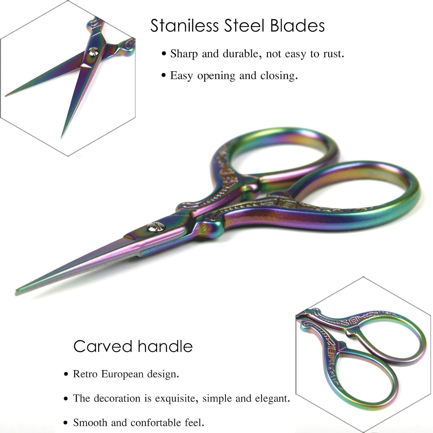 BIHRTC Scissors 4.5 Inch Bird Scissors Sewing Scissors and 3.6 Inch Embroidery Scissors Stainless Steel Sharp Scissors Shears for Sewing Needlework Art work Craft Office DIY Tools Small Shears