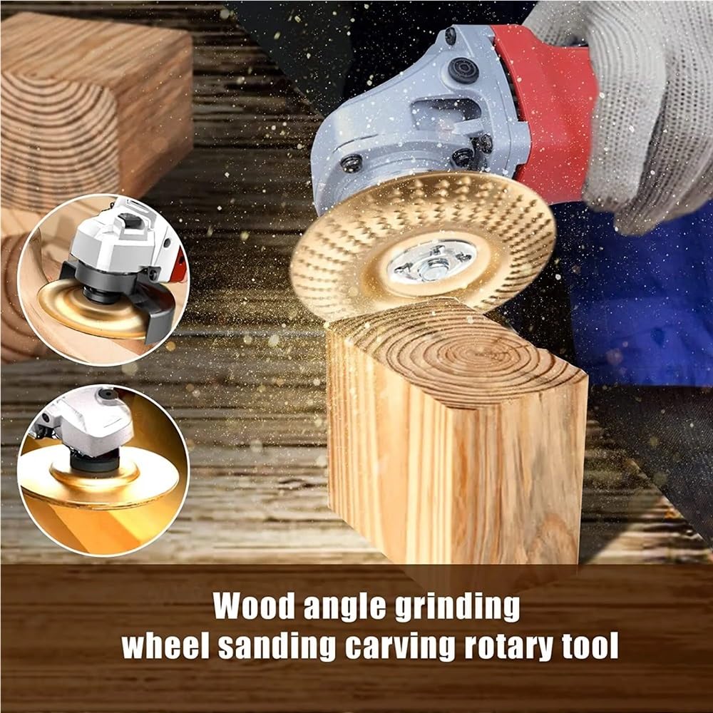 Golden Wood Carving Disc Set for 4" Angle Grinder Wood Shaping Wheel Grinding Shaping Disc for Wood Cutting(100mm Flat)
