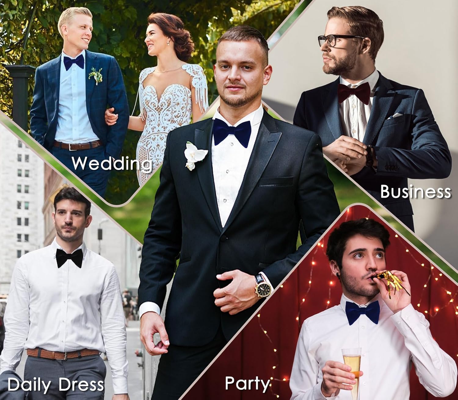 Mantieqingway Velvet Bow Ties for Men Adjustable Oversized Pre-tie Bowtie Cufflink Pock Square Set Tuxedo Big Bowties