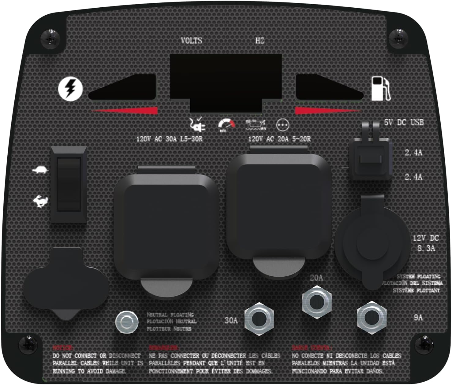 Close-up of the A-iPower SUA2700i control panel