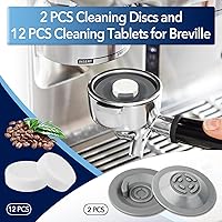 Vista 2 de 12 tabletas de limpieza y 2 discos de goma para Breville, discos de limpieza de retrodescarga de 2.126 in para máquinas Breville y Ninja Luxe Cafe