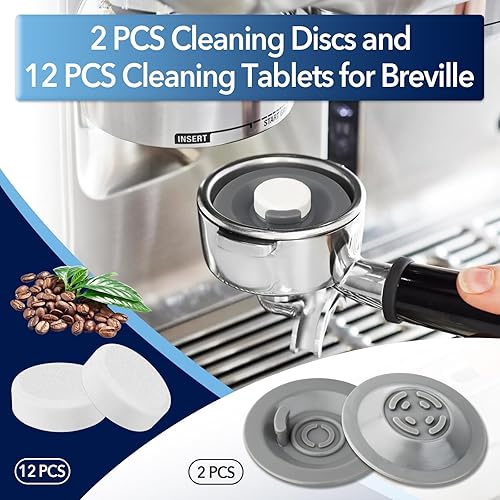 Miniatura 2 de 12 tabletas de limpieza y 2 discos de goma para Breville, discos de limpieza de retrodescarga de 2.126 in para máquinas Breville y Ninja Luxe Cafe