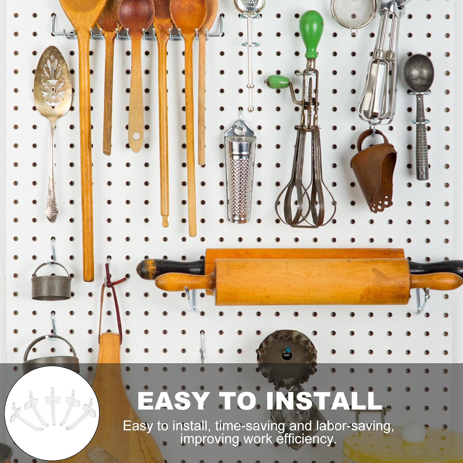 50Pcs Plastic Pegboard Hooks 5Cm Peg Board Tool Hangers for Garage Wall Organizer Workbench Storage and Showroom Display