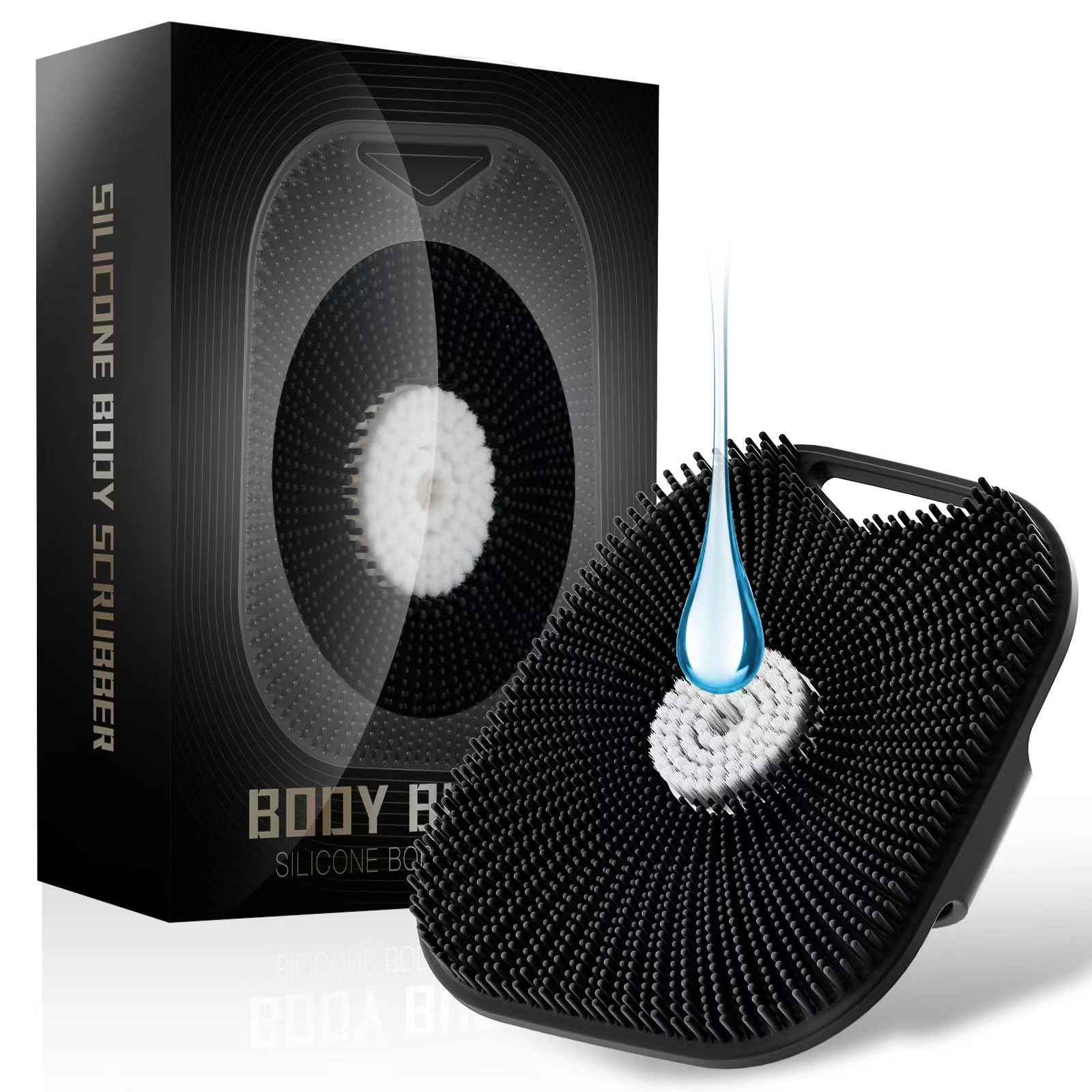 Zinc Infused Silicone Body Scrubber for Men, New Upgrade Deep Exfoliating Body Scrubber for Shower, Silicone Loofah Men for Sensitive Skin with