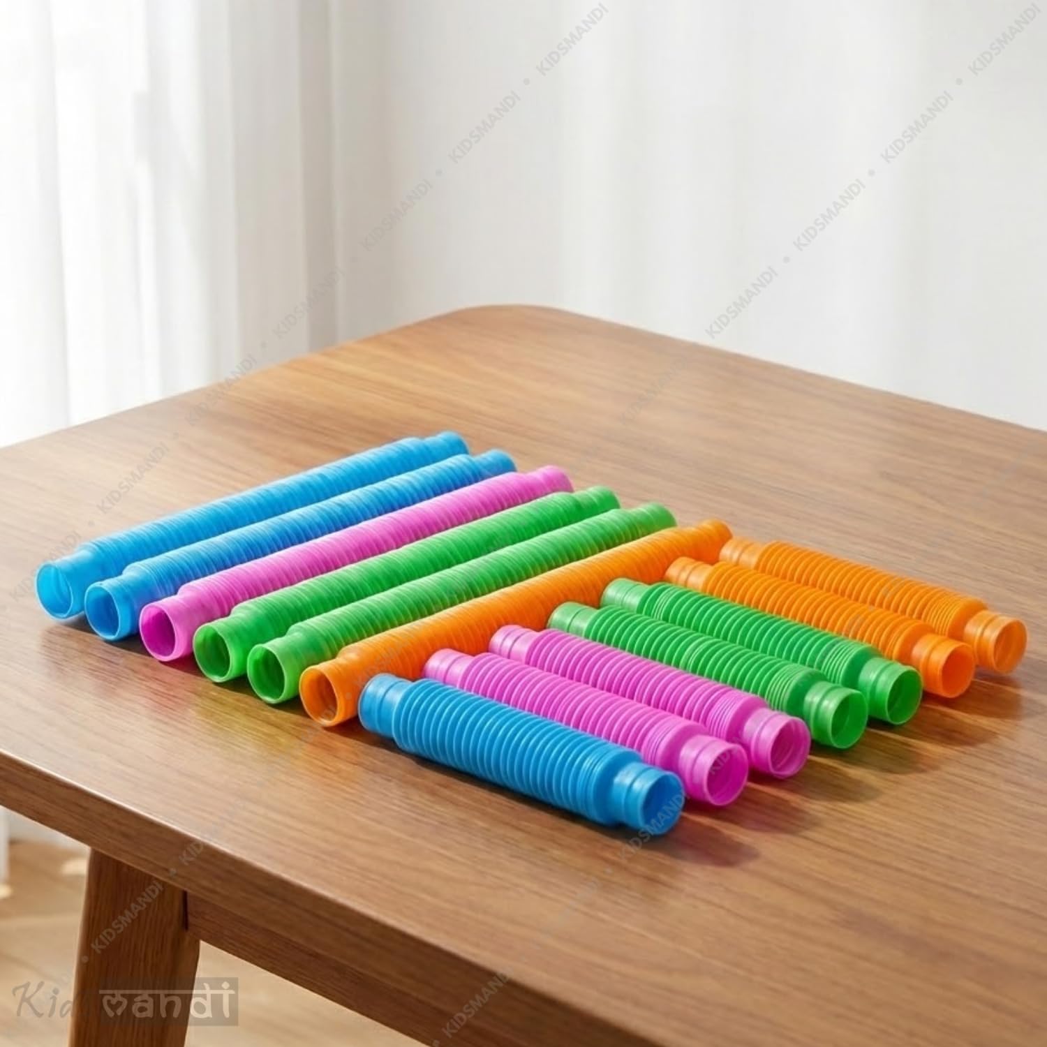 Kids Mandi Pop Tubes Sensory Fidget Toy Set (Pack of 24) | Colorful Stretch, Bend & Connect Tubes for Stress Relief, Focus & Motor Skill Development | Perfect Sensory Toy for Toddlers 1