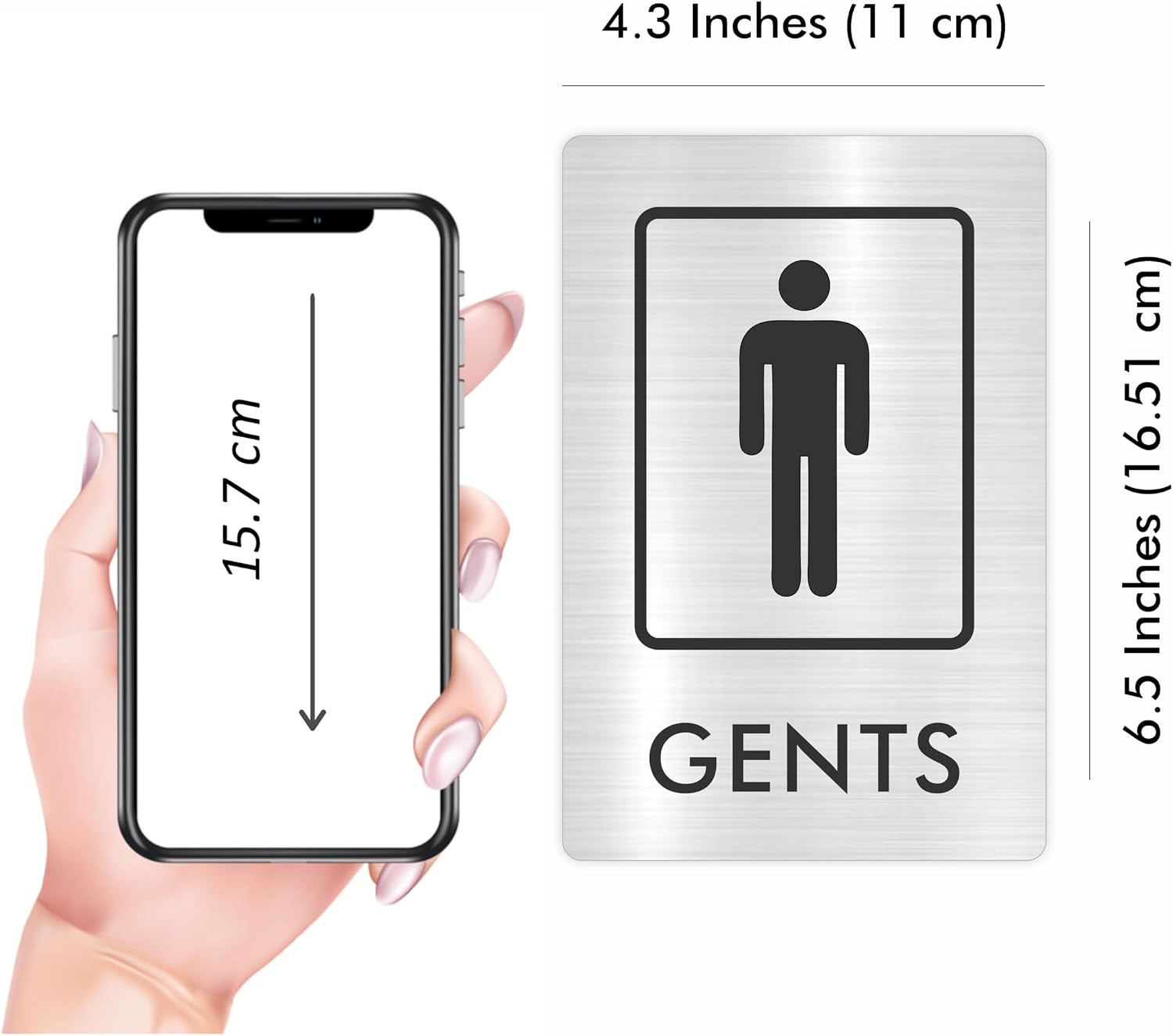 Ladies Gents Signage, Self-Adhesive ABS Washroom Sign for Toilet, Restroom, Bathroom 6.5x4.3 Inch Glass Door Sticker for Office, Mall, Restaurant, Clinic, Commercial Use (Black & Silver)