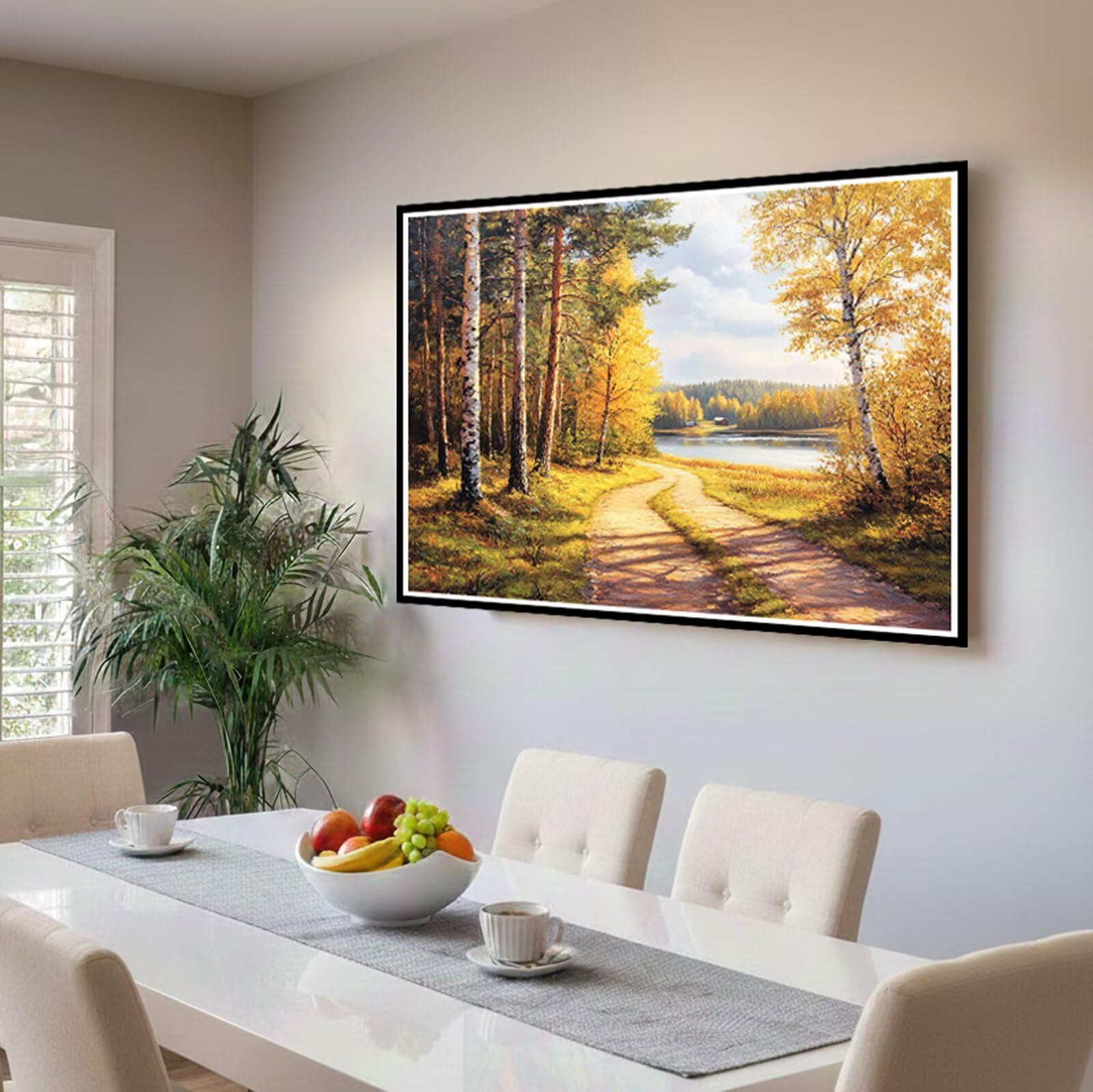 Dipingere con i Numeri Adulti Autunno Dipingere con i Numeri Albero Paint by Numbers Hobby Creativi Adulti Fai Da Te Tela di Pittura a Olio Kit, Decorazioni Donna Regalo 60x90cm Senza Cornice Y3-23