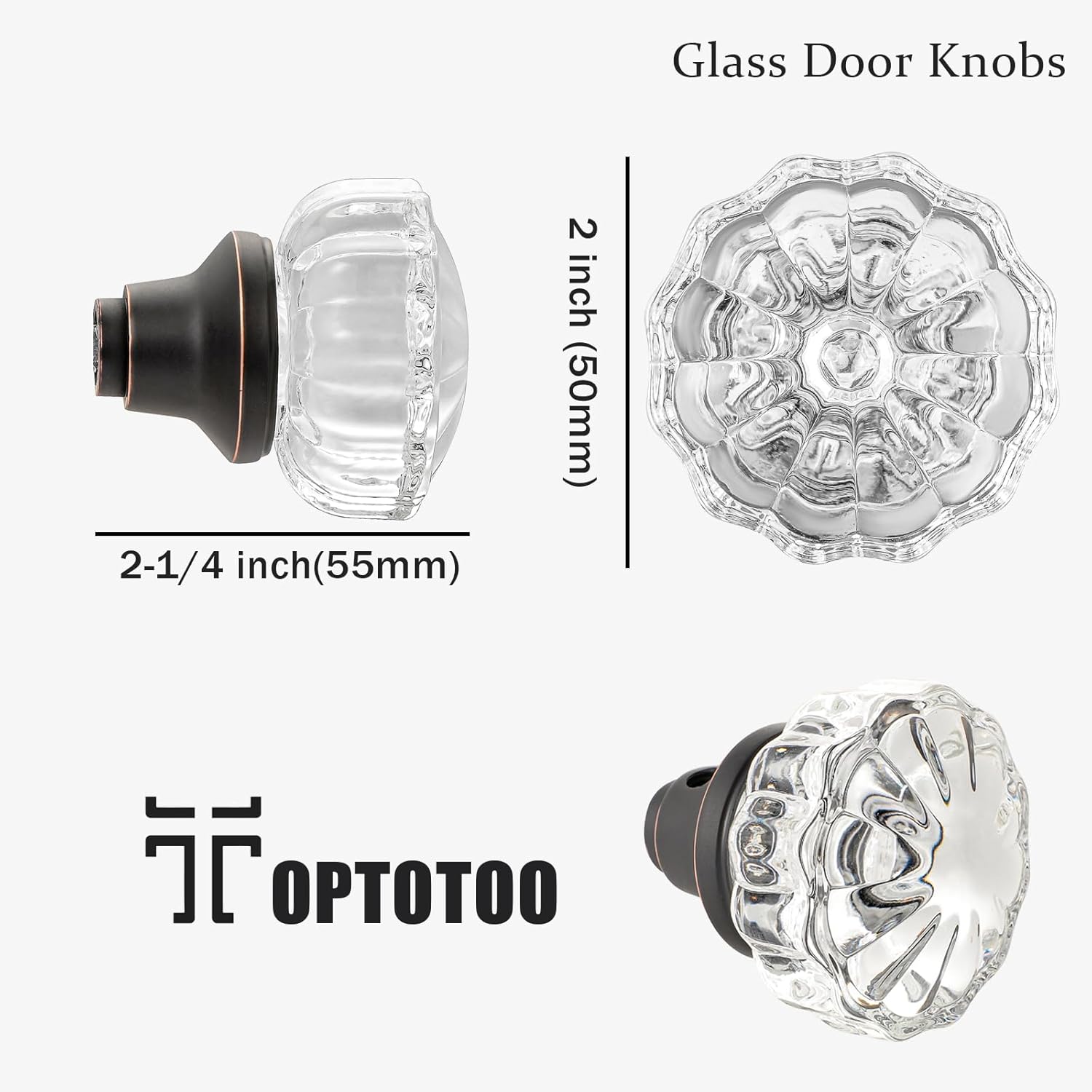 2 Sets Glass Door Knobs Interior, Old Style Door Knob Replacement, Vintage Crystal Door Knobs, Antique Mortise Door Knobs, Oil Rubbed Bronze Finish