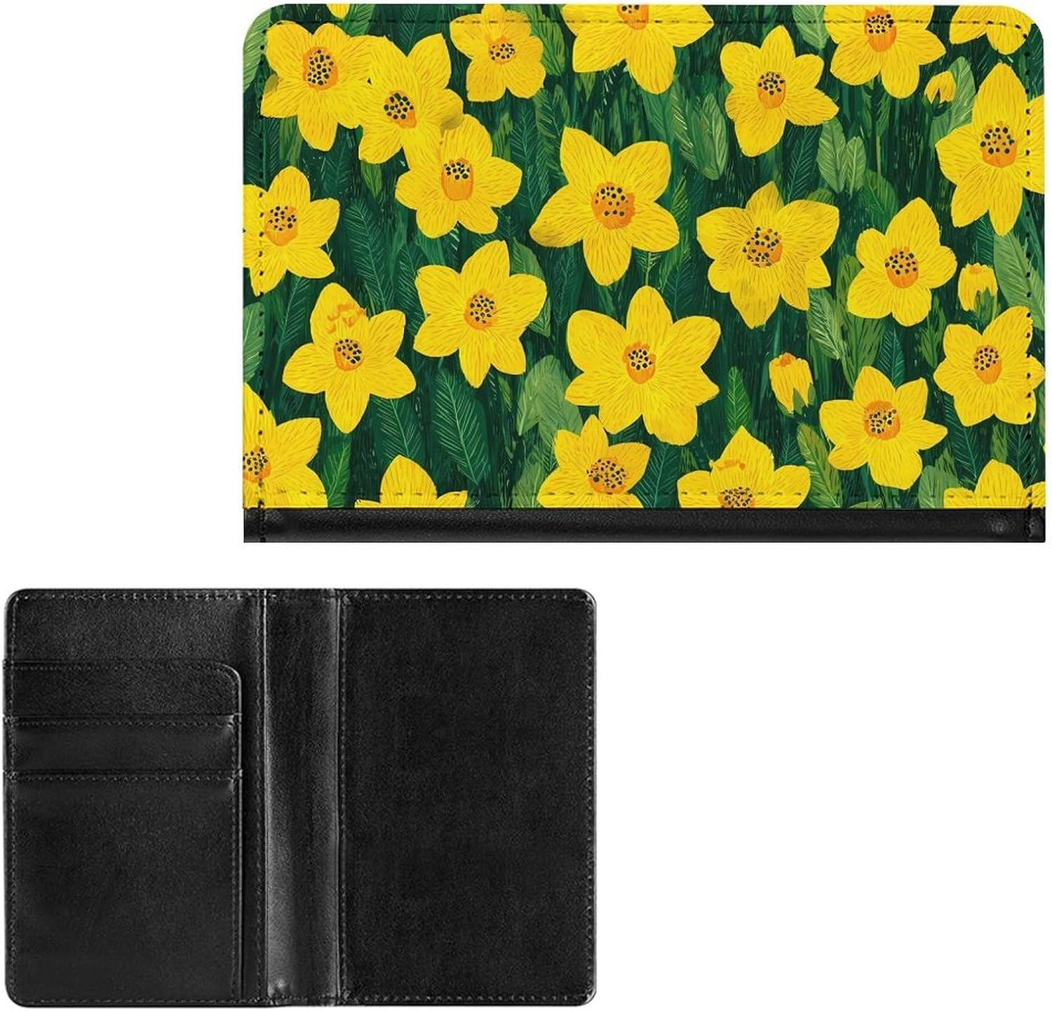 Daffodils Flowers Fashion Passport Card Holder Cover Case Travel Essentials Wallet Unisex
