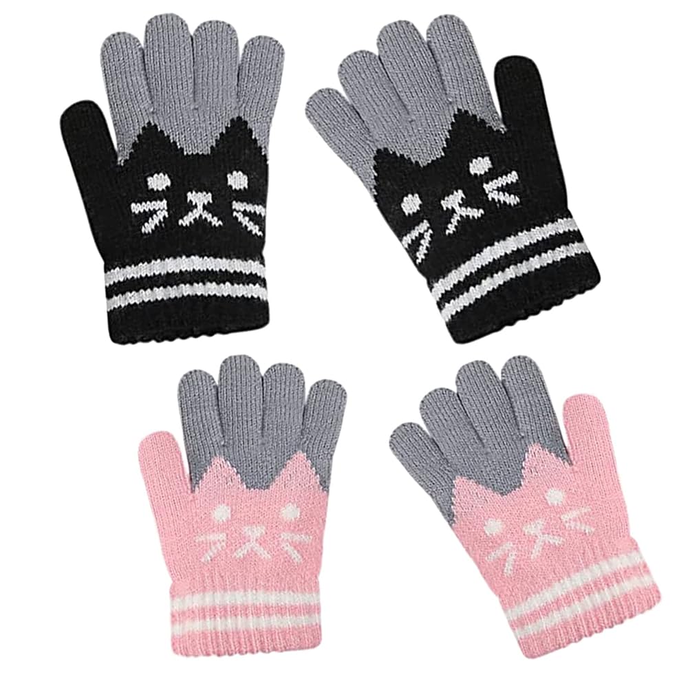 Moufles En Tricot D'hiver Pour Bébé 0-3 Ans - Double Couche, Cordon Anti-perte - Motif Rayé - Coupe-vent