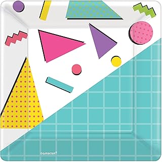 Teal Facet Square Paper Plates - 8pc , 7