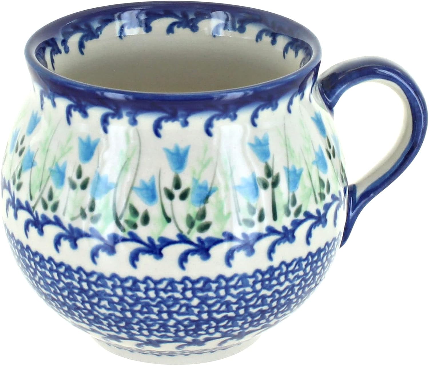 Blue Rose Polish Pottery - Blue Misty Bubble Mug - 14 oz - Unique Shape Mug for Coffee & Tea