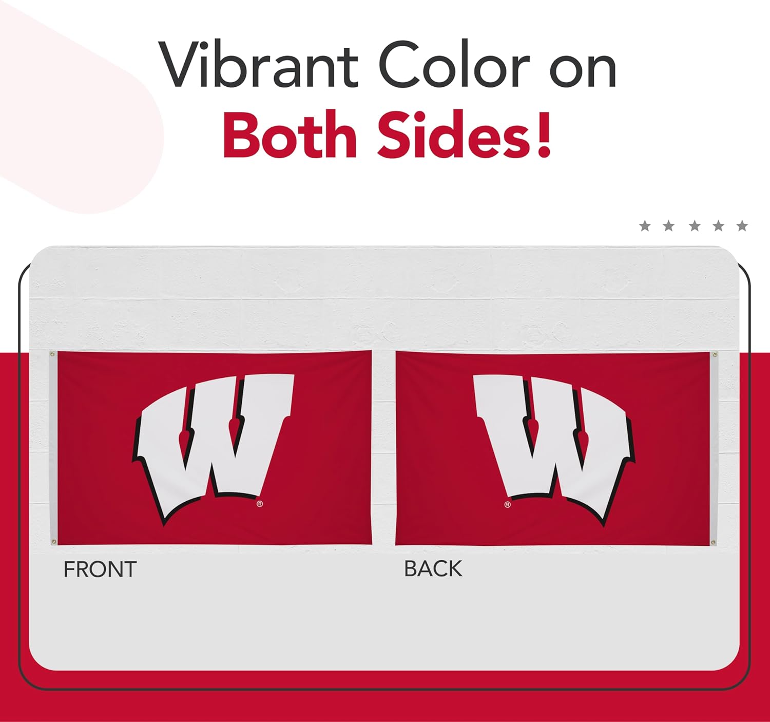 Wisconsin Badgers College Sports Printed Flag - NCAA Licensed - Nylon - School Banner (Red, White) (3' x 5') - Image 3