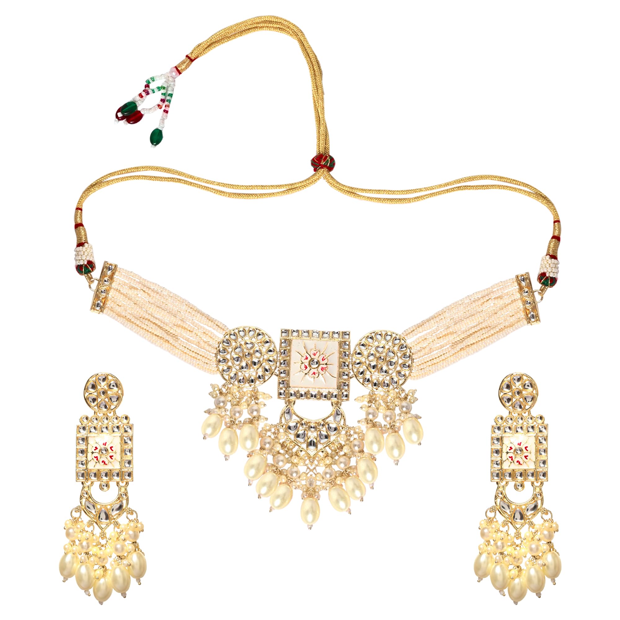 Jewellity Pink Kundan Meenakari Choker Necklace With Earrings Set | Traditional Fancy Jewellery For Festive, Engagement, Wedding, Anniversary For Women And Girls NSK-5124 (B0CZ3YPB35) Amazon Price History, Amazon Price Tracker