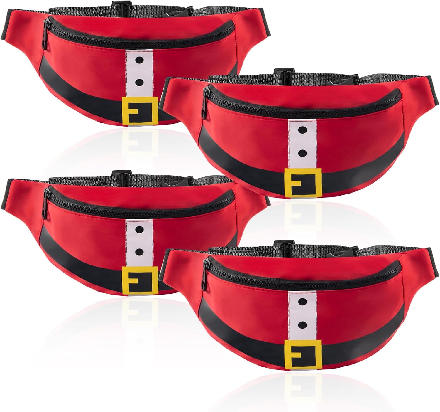 YLOLUL 4 Pcs Christmas Fanny Pack Santa Claus Waist Pack for Men Women Christmas Purse Crossbody Bag Adjustable Strap Waterproof Belt Bag Christmas Gifts for Xmas New Year Party