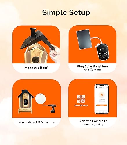 Miniatura 7 de Sensforge Comedero inteligente para pájaros con cámara, alimentador de madera para exteriores alimentado por energía solar con vista en vivo HD de