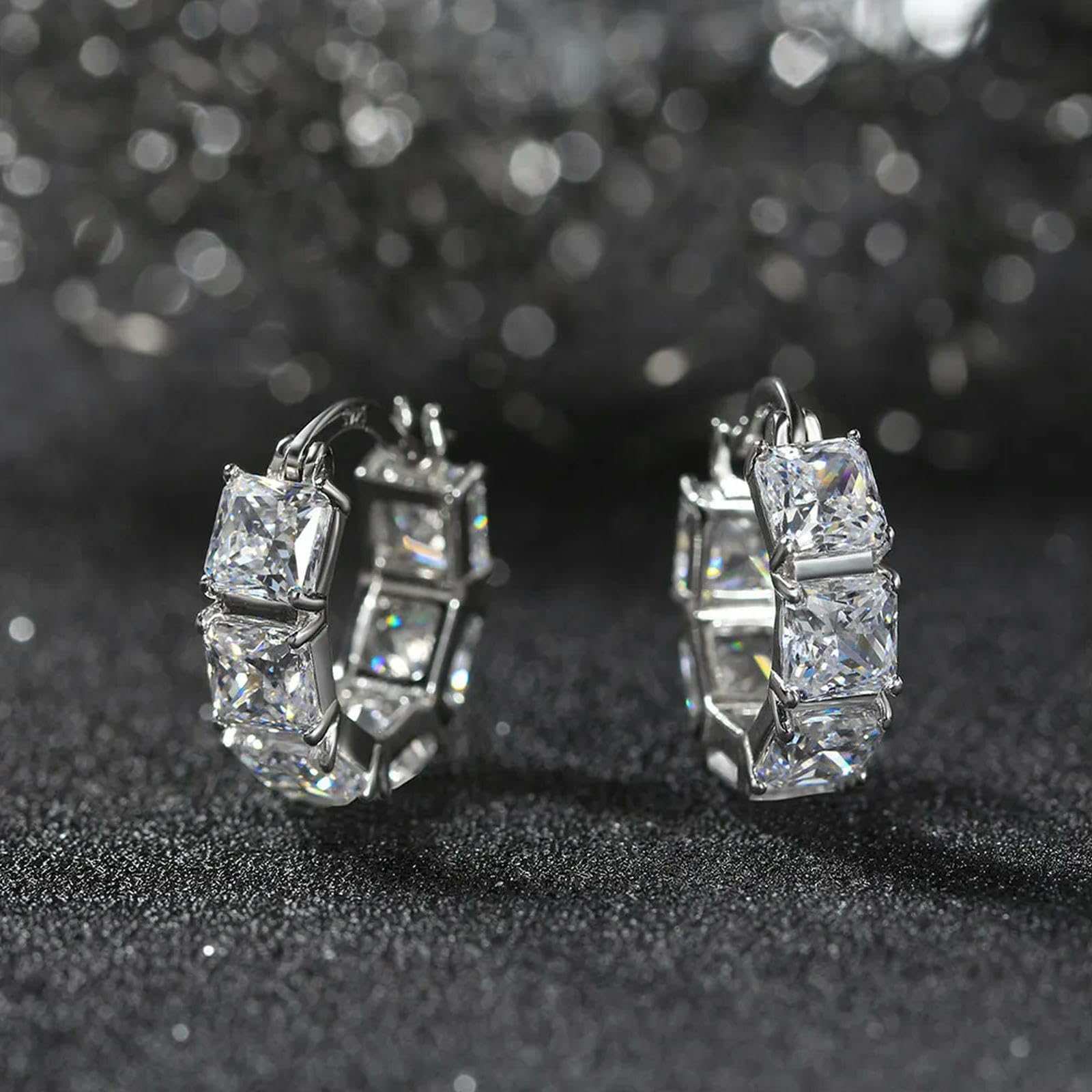 Orecchini A Cerchio Rotondi In Argento Sterling 925 Con Zirconi 8a Per Donne, Orecchini Delicati, Gioielli Regalo