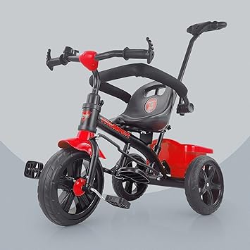 Dash Thunder Tricycle for Kids, Baby Trike| Tricycle with Storage Basket for Kids | Seat Belt & Detachable Bell for Kids | Strong Footrest | Parental Handle | Boys| Girls Age Group 2 to 5 Years (Red)