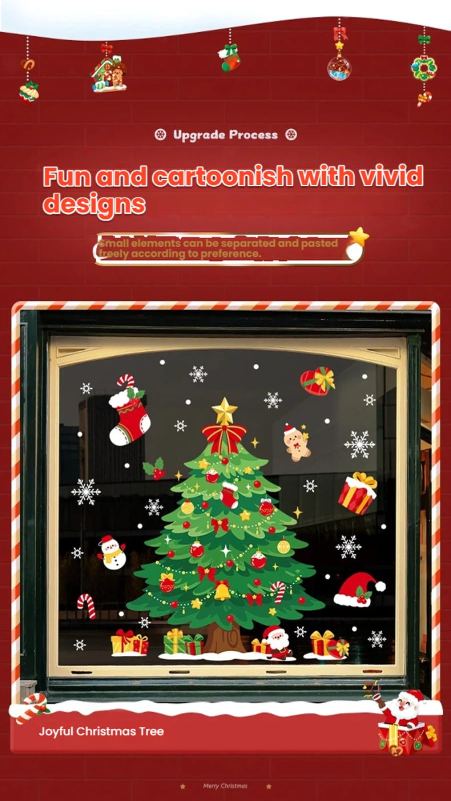 Adesivi per finestre a tema natalizio con motivi di fiocchi di neve e alberi di Natale per decorare vetri per finestre, pareti e rivestimenti.