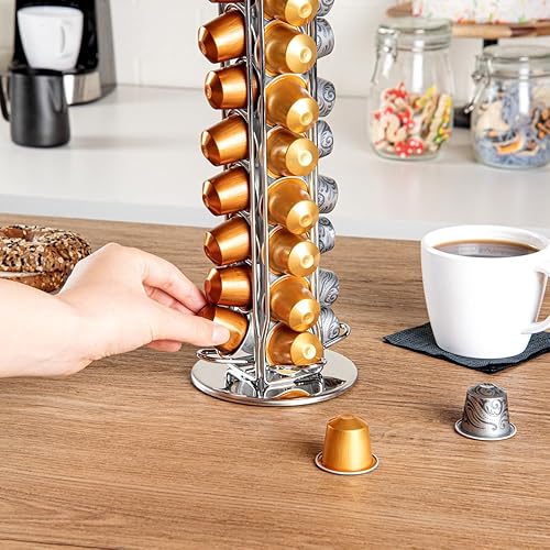 Miniatura 6 de Restpresso - Soporte para cápsulas de café de 4.5 x 14.6 pulgadas, 1 carrusel de cápsulas duradero, capacidad para 40 cápsulas Nespresso, rotación