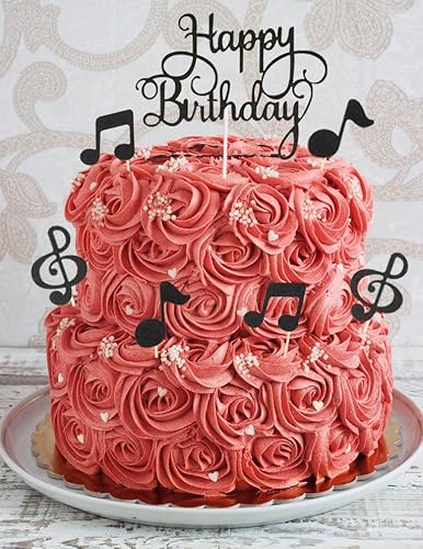Happy Birthday Note Cake Topper Music Birthday Party Cake Decoration Music Hobby Party Supplies #TOP2