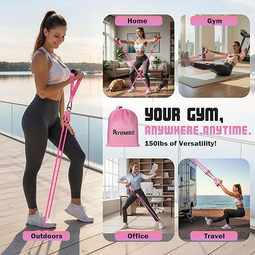 Miniatura 6 de Resistance Bands with Handles for Women, Exercise Bands Set for Physical Therapy Yoga Pilates, 5 Level Workout Bands for Working Out with Door