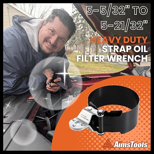 Miniatura 3 de AIMSTOOLS Llave de filtro de aceite para 5-532" a 5-2132" (5.118 in a 5.630 in), herramienta universal de extracción de filtro de aceite resistente,