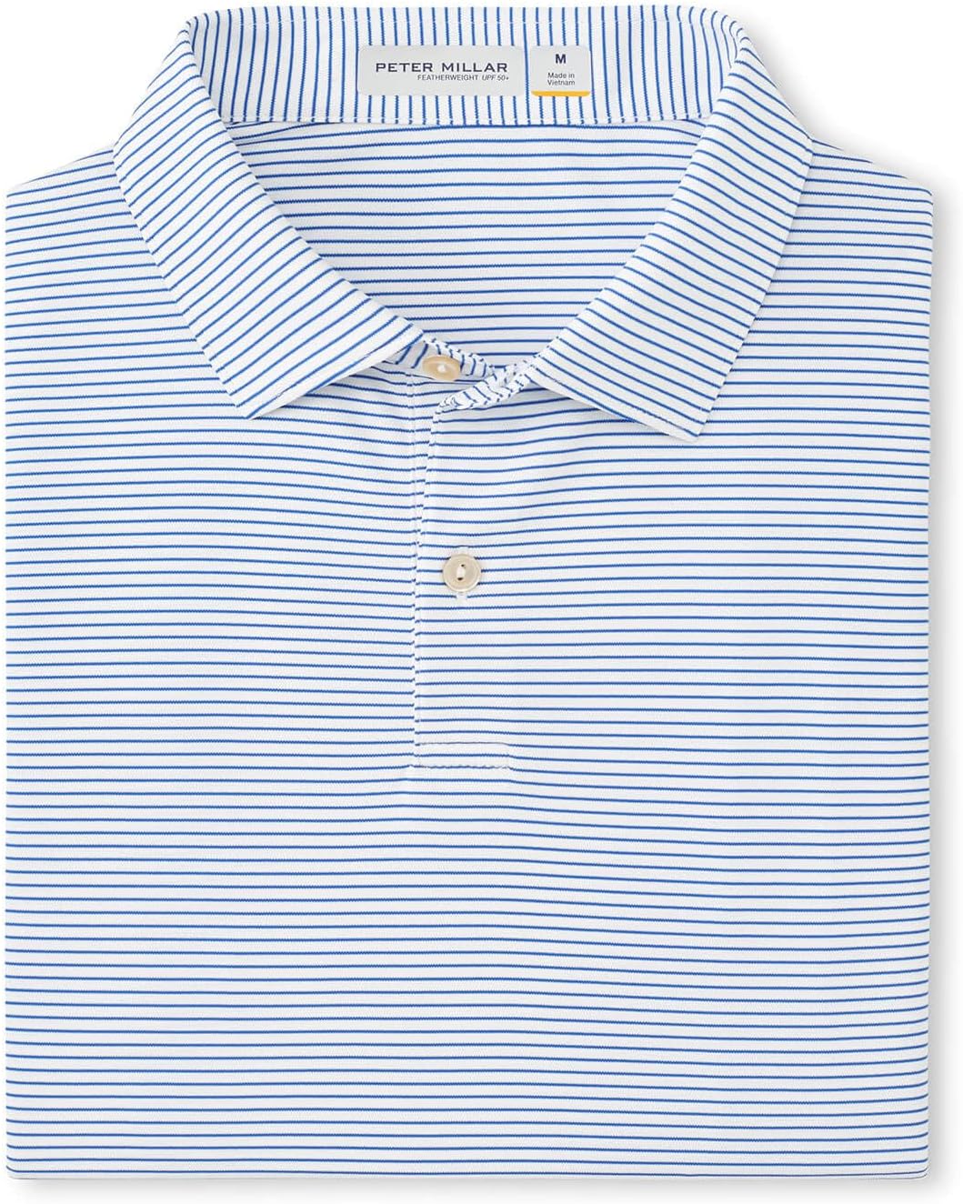 PETER MILLAR Men's White Featherweight Stripe Polo Large