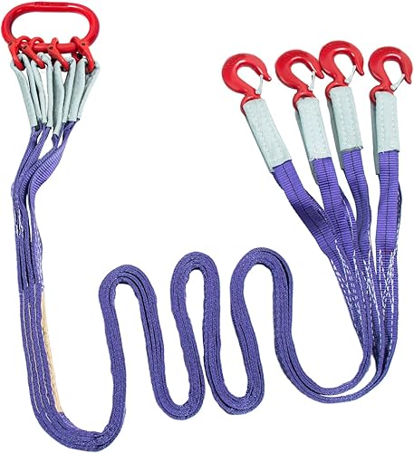 Miniatura 2 de Eslinga de elevación de poliéster de 10 pies (9.8 ft) con ganchos y anillos G80 - Capacidad de 4 toneladas, factor de seguridad 61, tratado con