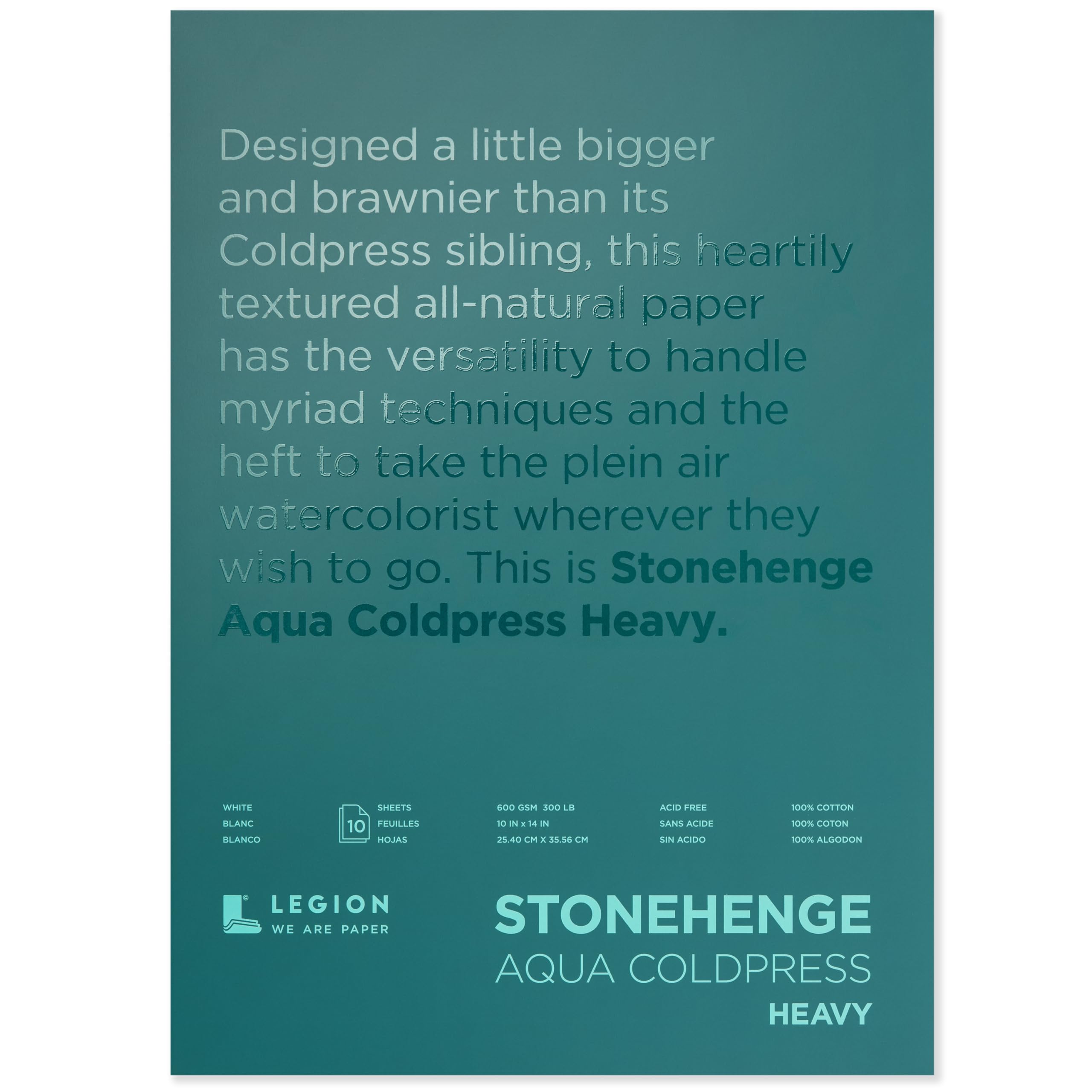 Bloc aquarelle 300lb Stonehenge Legion Aqua 10x14 papier grain fin