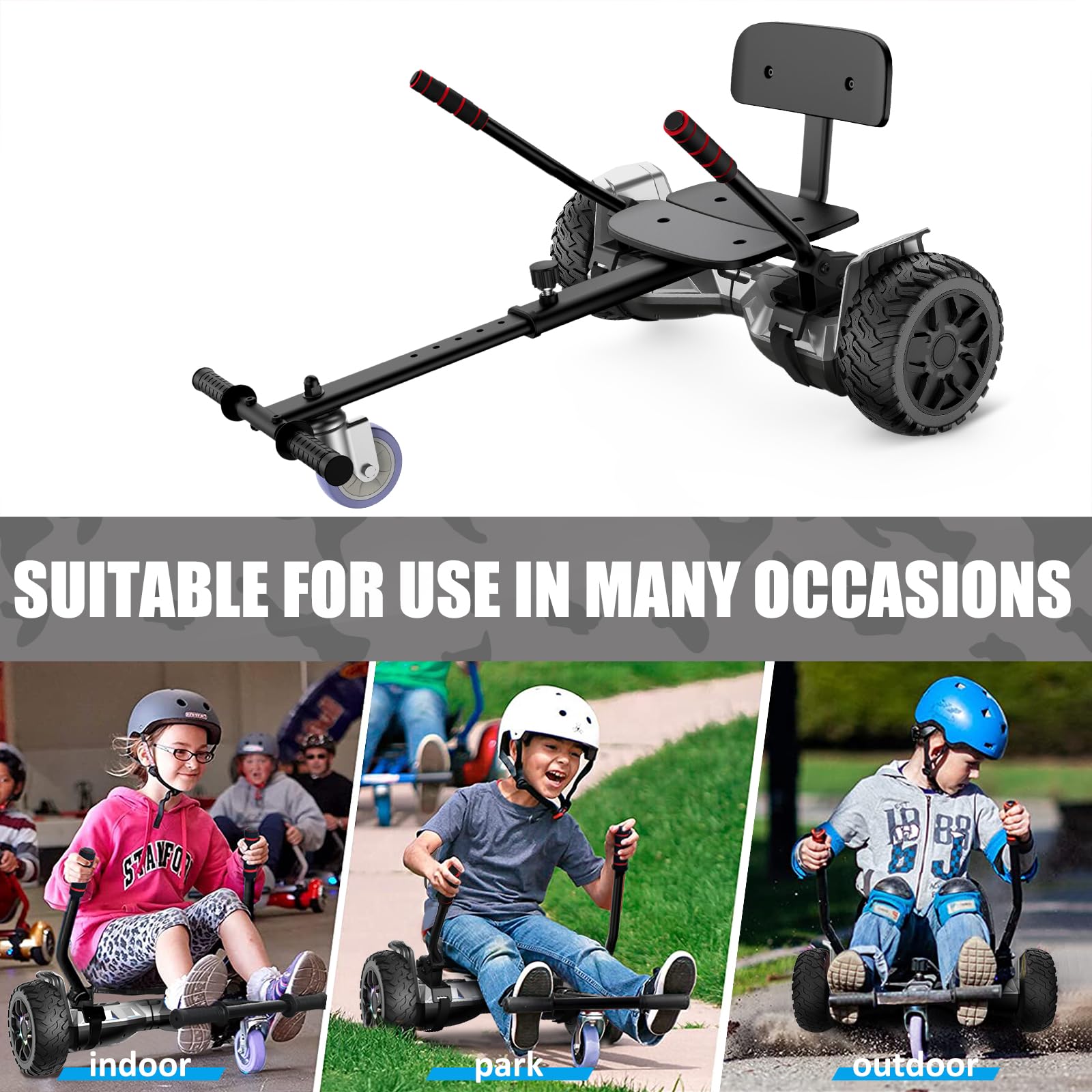 SISIGAD All-terrain Hoverboard 8,5 cala, Hoverboard z gokartem, Bluetooth, dla dzieci i dorosłych